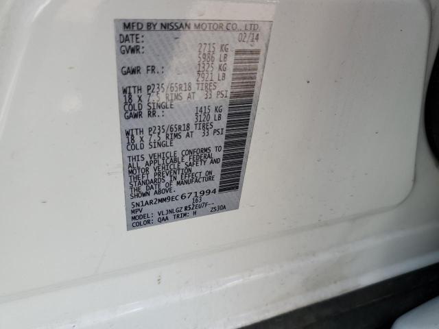 5N1AR2MM9EC671994 - 2014 NISSAN PATHFINDER S WHITE photo 13