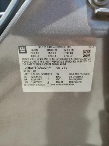 2CNALFEC3B6250131 - 2011 CHEVROLET EQUINOX LTZ GRAY photo 12