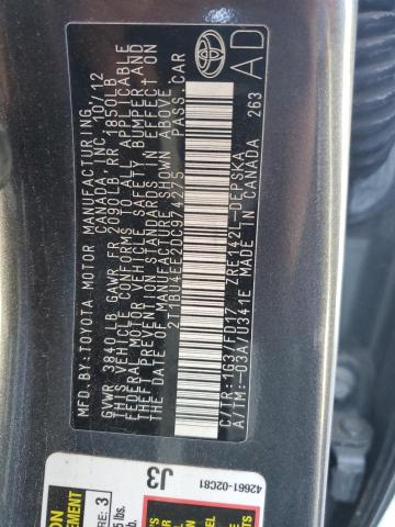 2T1BU4EE2DC974275 - 2013 TOYOTA COROLLA BASE GRAY photo 13