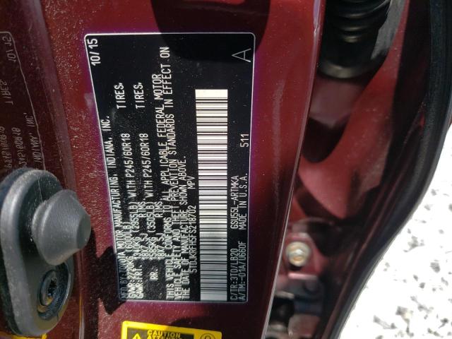 5TDJKRFH5FS218702 - 2015 TOYOTA HIGHLANDER XLE Kastanienbraun Foto 13