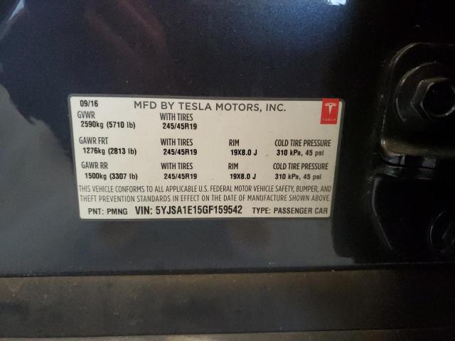 5YJSA1E15GF159542 - 2016 TESLA MODEL S 灰色 照片 12