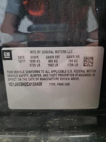 1G1JA5SH2C4138498 - 2012 CHEVROLET SONIC LS BLACK photo 12