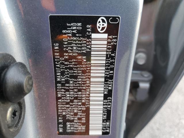 5YFEPMAE9MP201409 - 2021 TOYOTA COROLLA LE 灰色 照片 12