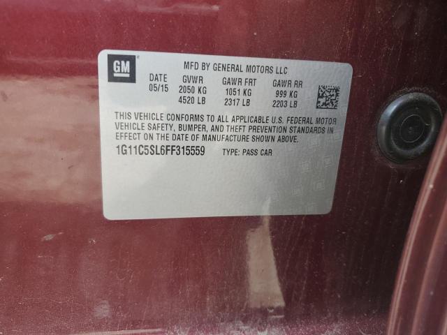 1G11C5SL6FF315559 - 2015 CHEVROLET MALIBU 1LT Tünd qırmızı foto 12