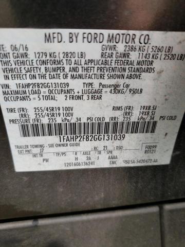 1FAHP2F82GG131039 - 2016 FORD TAURUS LIMITED CHARCOAL photo 12
