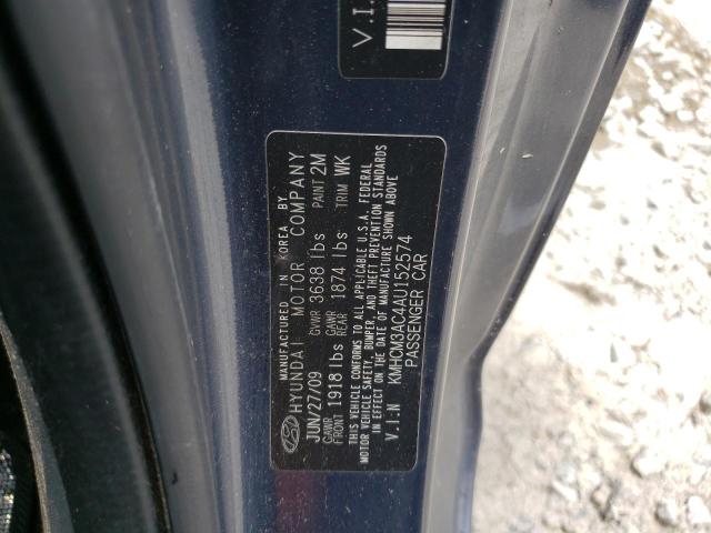 KMHCM3AC4AU152574 - 2010 HYUNDAI ACCENT BLUE BLUE photo 12