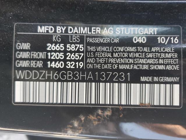 WDDZH6GB3HA137231 - 2017 MERCEDES-BENZ E 400 4MATIC BLACK photo 12