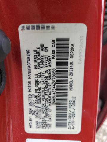 1NXBU4EE4AZ378658 - 2010 TOYOTA COROLLA BASE RED photo 12