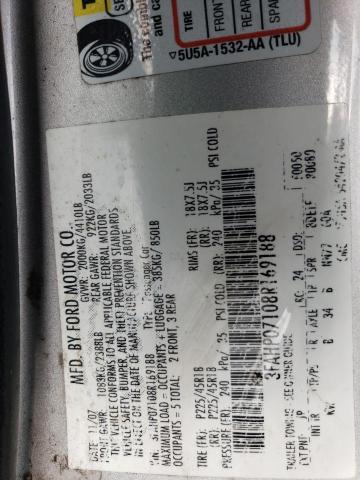 3FAHP07108R169188 - 2008 FORD FUSION SE SILVER photo 12