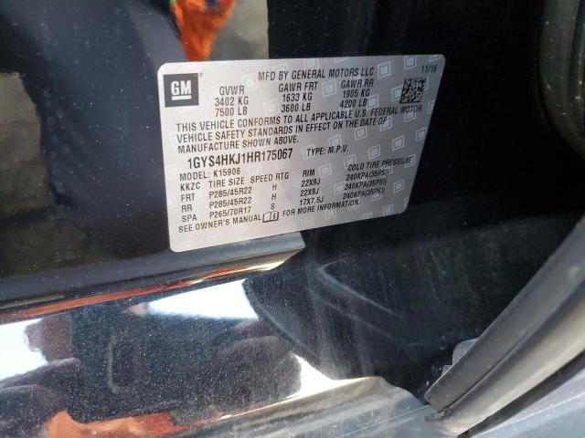 1GYS4HKJ1HR175067 - 2017 CADILLAC ESCALADE ESV LUXURY BLACK photo 12