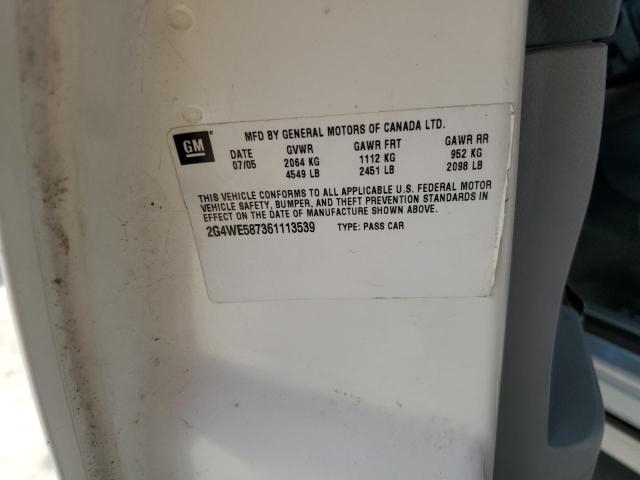 2G4WE587361113539 - 2006 BUICK LACROSSE CXS WHITE photo 12