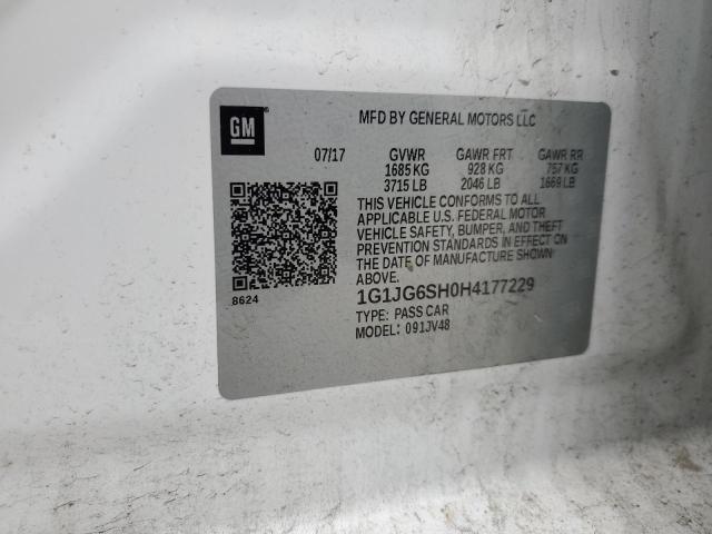 1G1JG6SH0H4177229 - 2017 CHEVROLET SONIC WHITE photo 12