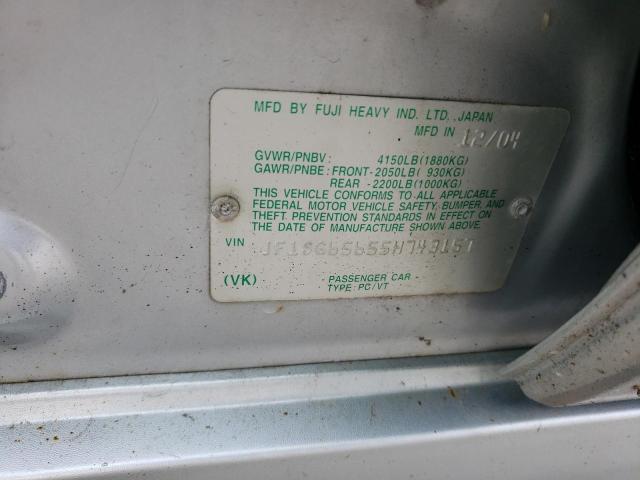 JF1SG65655H743157 - 2005 SUBARU FORESTER 2.5XS ვერცხლისფერი ფოტო 12