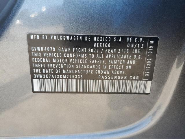 3VW2K7AJXDM225335 - 2013 VOLKSWAGEN JETTA BASE 灰色 照片 12