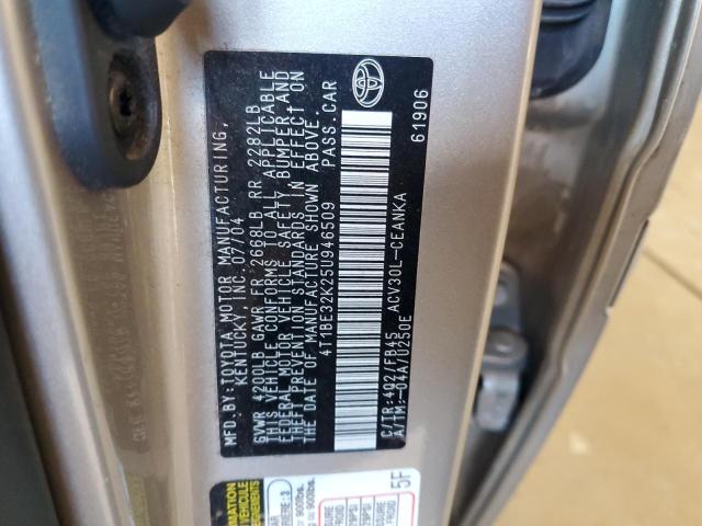 4T1BE32K25U946509 - 2005 TOYOTA CAMRY LE TAN photo 12