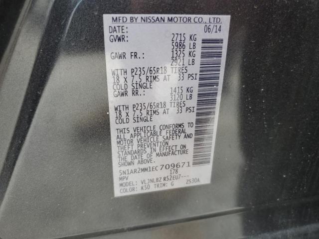 5N1AR2MM1EC709671 - 2014 NISSAN PATHFINDER S BLACK photo 13