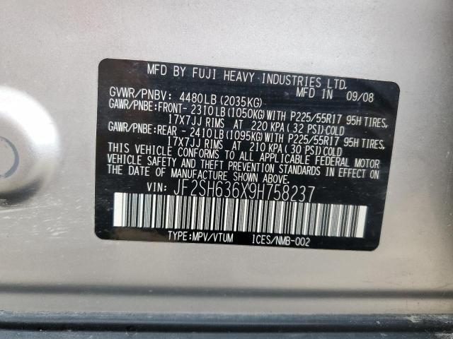 JF2SH636X9H758237 - 2009 SUBARU FORESTER 2.5X PREMIUM SILVER photo 13
