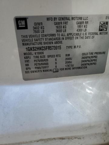 1GKS2HKC5FR573915 - 2015 GMC YUKON XL K1500 SLT WHITE photo 13