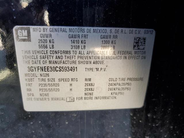 3GYFNEE30CS593491 - 2012 CADILLAC SRX PERFORMANCE COLLECTION შავი ფოტო 12