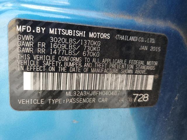 ML32A3HJ8FH040487 - 2015 MITSUBISHI MIRAGE DE BLUE photo 10