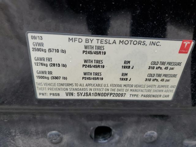 5YJSA1DN0DFP20097 - 2013 TESLA MODEL S BLACK photo 14