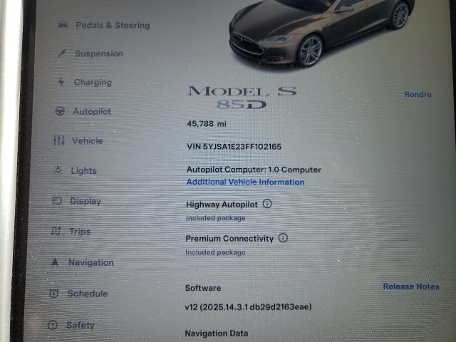 5YJSA1E23FF102165 - 2015 TESLA MODEL S BROWN photo 9