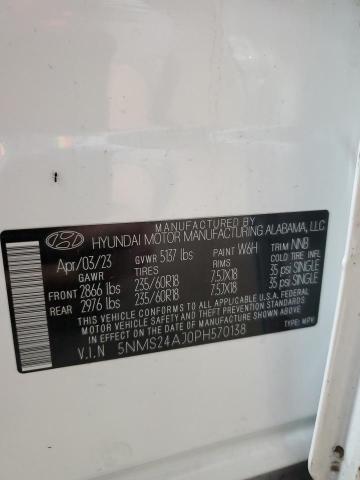 5NMS24AJ0PH570138 - 2023 HYUNDAI SANTA FE SEL 白色 照片 14
