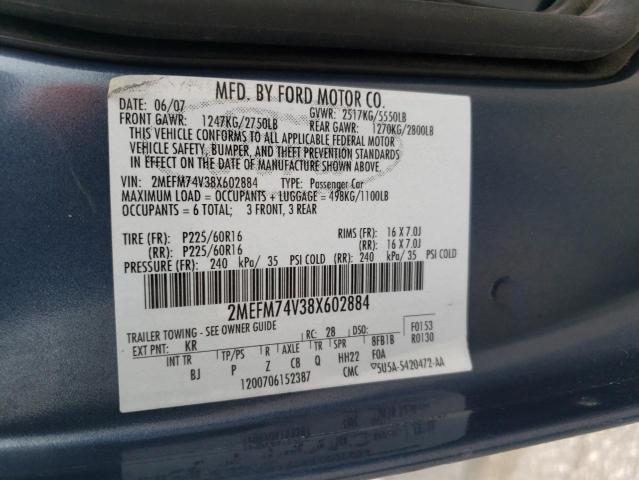 2MEFM74V38X602884 - 2008 MERCURY GRAND MARQ GS BLUE photo 13