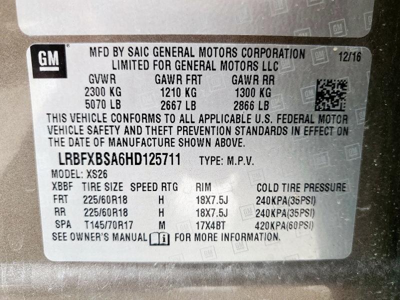 LRBFXBSA6HD125711 - 2017 BUICK ENVISION ESSENCE أسمر صورة 13