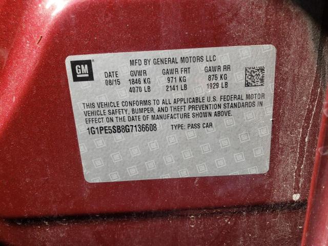 1G1PE5SB8G7136608 - 2016 CHEVROLET CRUZE LIMI LT RED photo 12