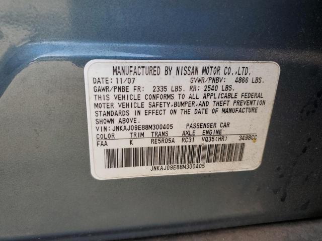 JNKAJ09E88M300405 - 2008 INFINITI EX35 BASE Կապույտ լուսանկար 13