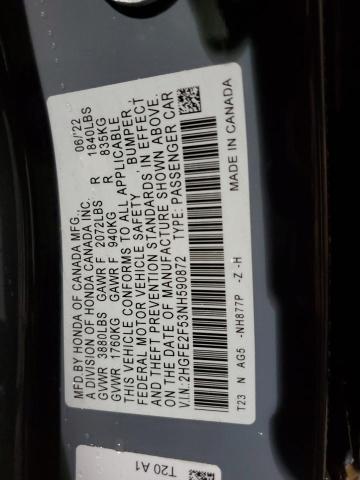 2HGFE2F53NH590872 - 2022 HONDA CIVIC SPORT 灰色 照片 13