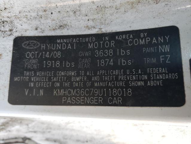 KMHCM36C79U118018 - 2009 HYUNDAI ACCENT GS WHITE photo 10