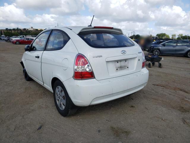 KMHCM36C79U118018 - 2009 HYUNDAI ACCENT GS WHITE photo 3