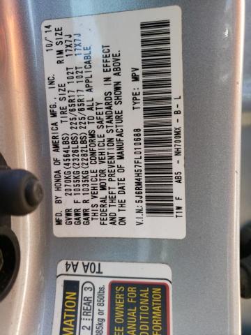 5J6RM4H57FL010688 - 2015 HONDA CR-V EX SILVER photo 14