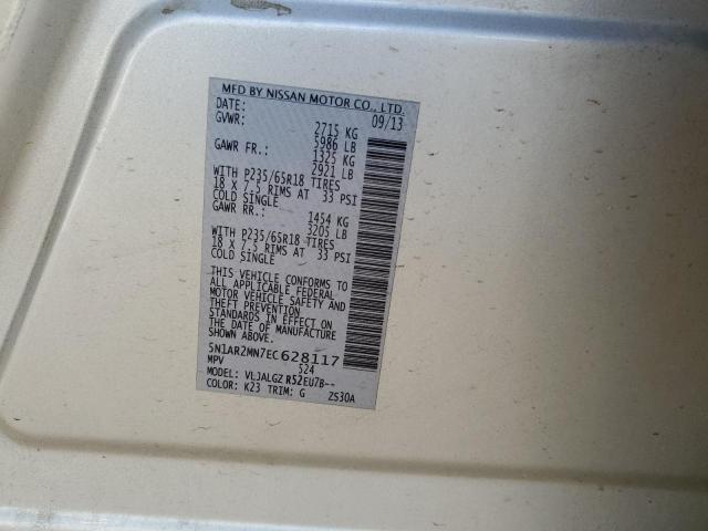 5N1AR2MN7EC628117 - 2014 NISSAN PATHFINDER S SILVER photo 13