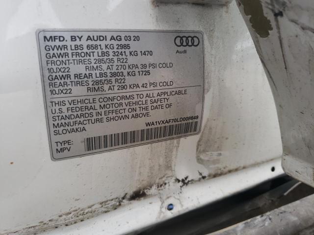 WA1VXAF70LD008649 - 2020 AUDI Q7 PRESTIGE WHITE photo 12