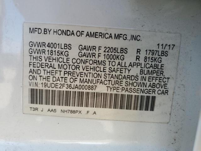 19UDE2F36JA000887 - 2018 ACURA ILX BASE WATCH PLUS WHITE photo 12