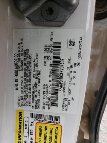 3FA6P0HDXER207537 - 2014 FORD FUSION SE WHITE photo 12