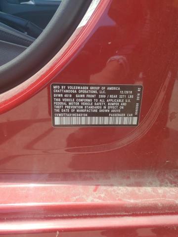 1VWDT7A31HC043134 - 2017 VOLKSWAGEN PASSAT R-LINE Rot Foto 12