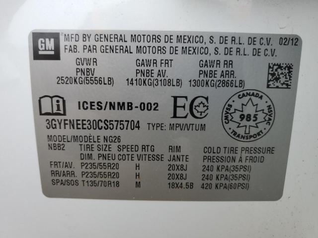 3GYFNEE30CS575704 - 2012 CADILLAC SRX PERFORMANCE COLLECTION Biały zdjęcie 13