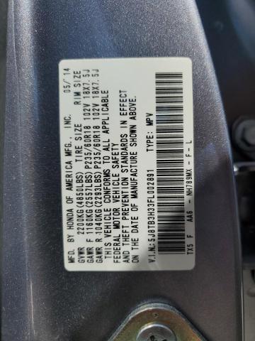 5J8TB3H33FL002891 - 2015 ACURA RDX GRAY photo 13