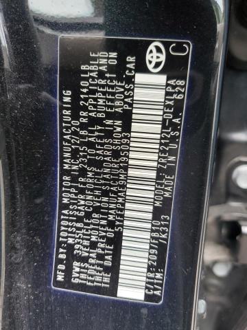 5YFEPMAE9MP195093 - 2021 TOYOTA COROLLA LE BLACK photo 12