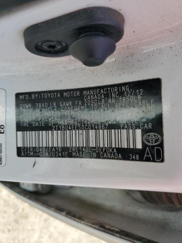 2T1BU4EE5DC014867 - 2013 TOYOTA COROLLA BASE WHITE photo 13