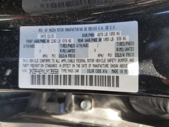 3MZBPAEMXLM135698 - 2020 MAZDA 3 PREMIUM BLACK photo 12