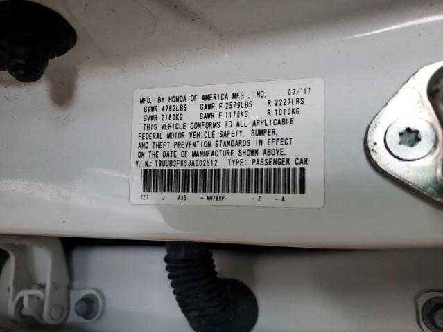 19UUB3F65JA002512 - 2018 ACURA TLX TECH+A WHITE photo 12
