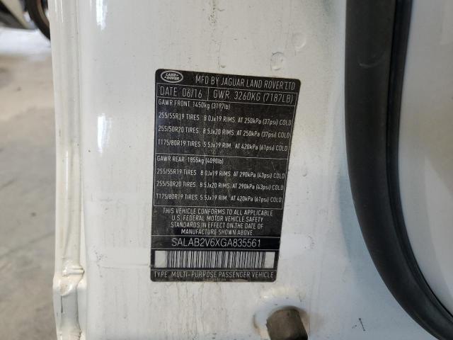 SALAB2V6XGA835561 - 2016 LAND ROVER LR4 თეთრი ფოტო 12