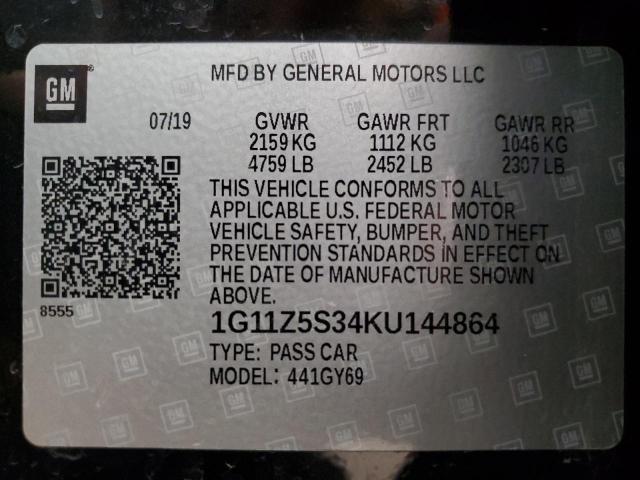 1G11Z5S34KU144864 - 2019 CHEVROLET IMPALA LT Qara foto 12