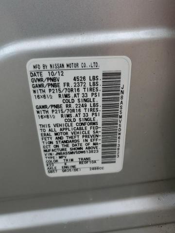 JN8AS5MV5DW613823 - 2013 NISSAN ROGUE S SILVER photo 13