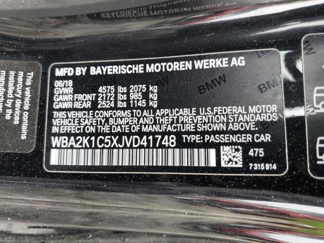 WBA2K1C5XJVD41748 - 2018 BMW 230XI BLACK photo 12